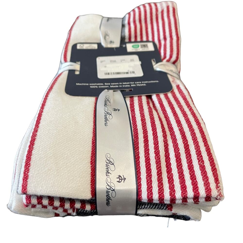 BROOKS BROTHERS American Flag Patriotic 4th of July Set of 8 Cloth Napkins NWT